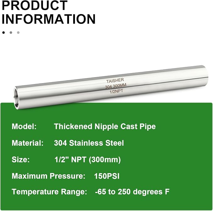 TAISHER 2PCS Stainless Steel Pipe Fittings, 1/2" NPT Female x 1/2" NPT Female - Image 5