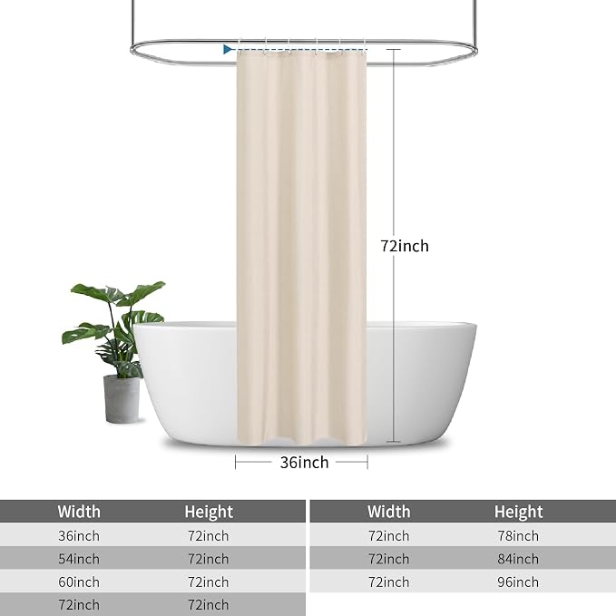 2-in-1 stall Fabric Shower Curtain or Liner, Breathable TPU & Washable - Image 3