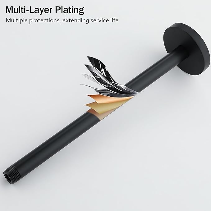 RANDOM Shower Arm with Flange, 12 Inches Ceiling Mount Shower Head Extension - Image 3