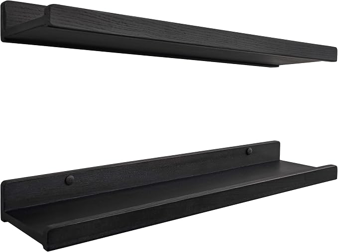 Wood Wedge Floating Shelves for Wall 24 inch, Photo & Picture Ledge, Kids Book - Image 9