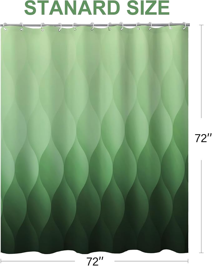 Green Ombre Shower Curtain, Modern Geometric Shower Curtain Set, Washable - Image 4