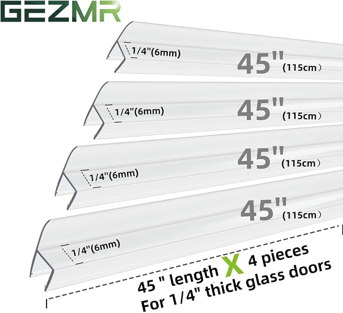4-Pack Frameless Shower Door Side Seal Strip Shower Door Bottom Seal Shower - Image 3