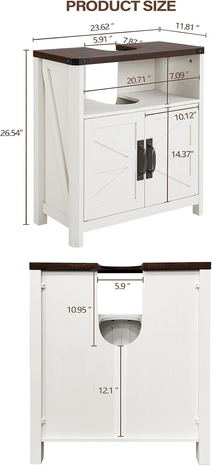 Bathroom Floor Cabinet, Farmhouse Storage Cabinet, Adjustable Shelf, Barn Doors - Image 2