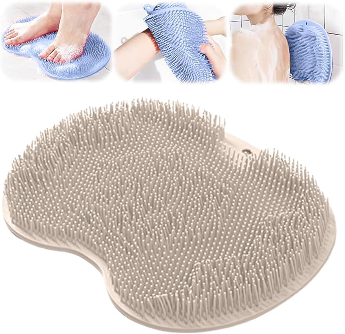 Shower Foot Scrubber Mat with Non-Slip Suction Cups, Foot Back Cleaning Pad by KRUGGO