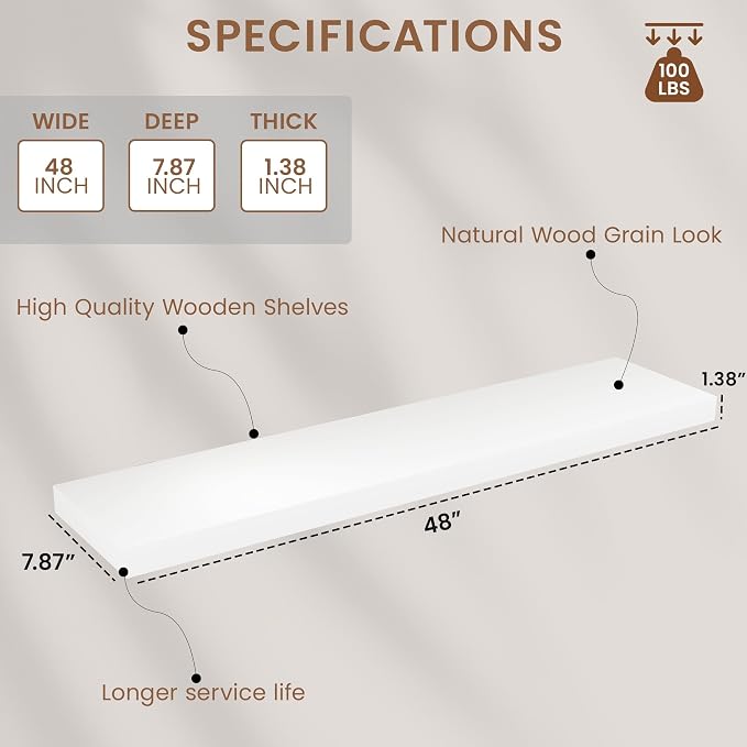 Vivelove Wooden Floating Shelves - Image 3