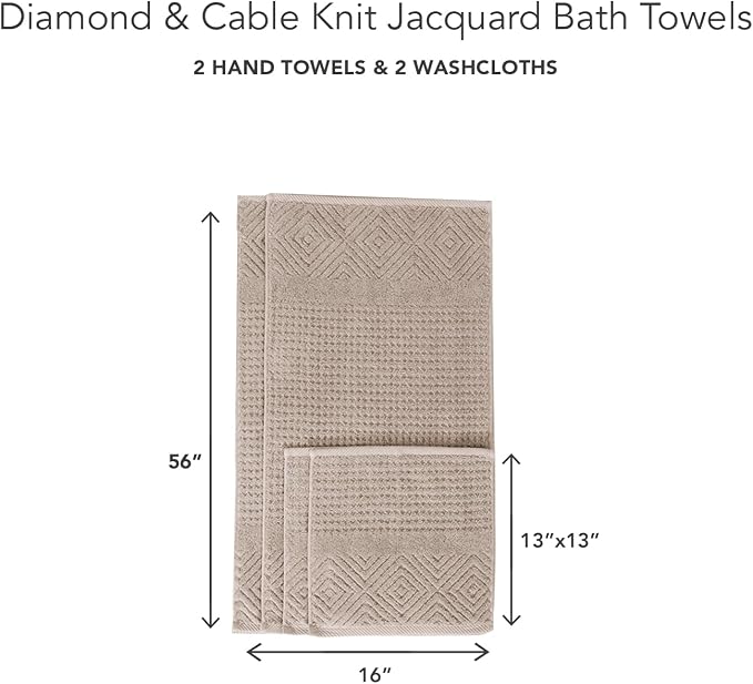 Texere 100% Organic Cotton Diamond Jacquard 700 GSM Luxury Bath Towel Sets - Image 2