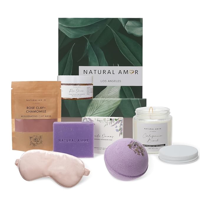Natural Amor Spa Gift Set for Women – 6 PCS Self Care Relaxation Kit by NATURALAMORLOSANGELES