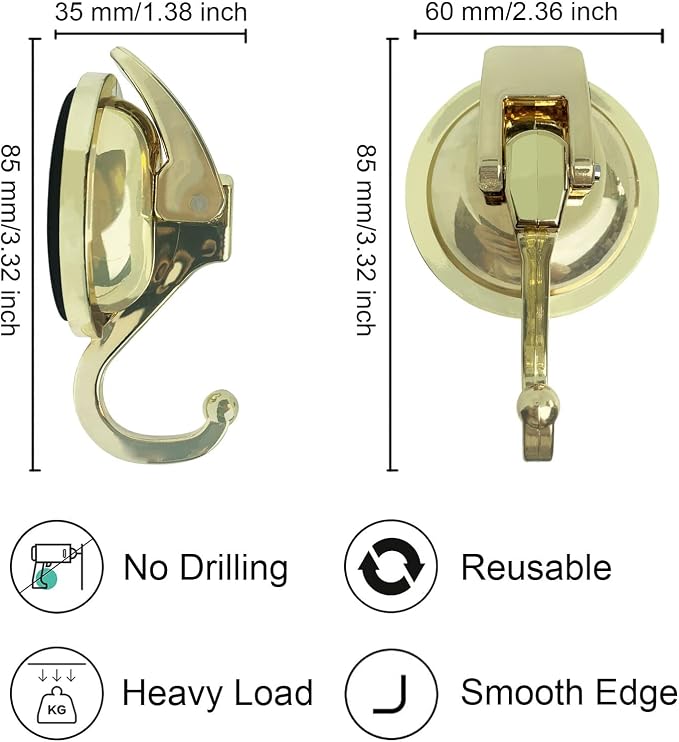 Heavy Duty Vacuum Suction Shower Hooks Glass Suction Cup Bathroom Robe Hooks - Image 4