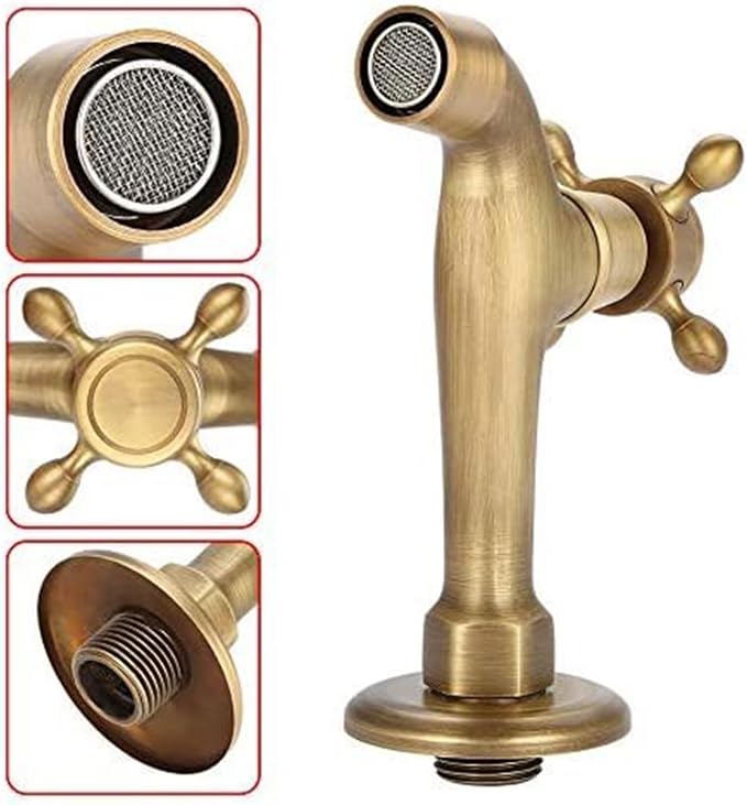 European Style Vintage Wall Mounted Faucet, Solid Brass, Single Cold Water Tap - Image 4