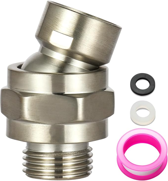 OFFO Shower Head Swivel Ball Adapter, Brushed Nickel All Metal Adjustable by OFFO