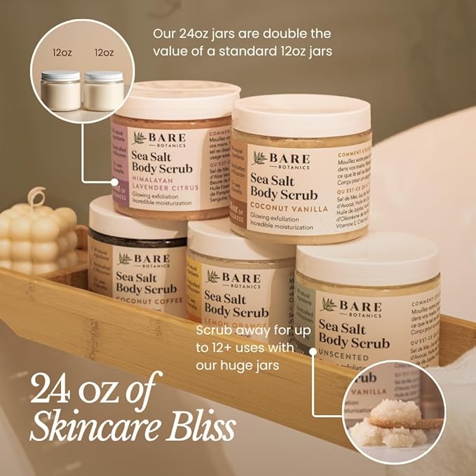 Bare Botanics Coconut Vanilla Body Scrub 24oz | Made in Madison, WI | All - Image 4