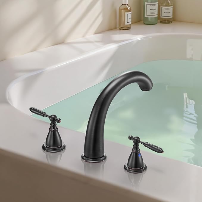 VEVOR Roman Tub Faucet, 3 Hole Waterfall Bathtub Faucet, Gooseneck Bath Tubs - Image 8