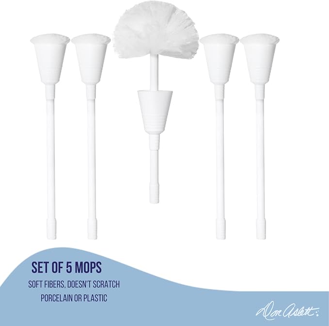 Don Aslett Johnny Mop | Set of 5 Toilet Brushes | 14" Handle to Easily Clean - Image 2