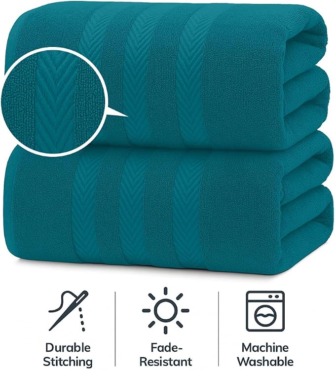 RIVERSIDE Pack of 2 Extra Large Bath Sheets 35 x 70 Inches - Image 3