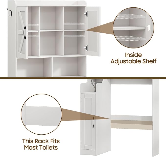 Over The Toilet Storage Cabinet, Bathroom Over Toilet Storage Organizer - Image 7