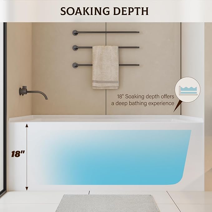 Acrylic Skirted Drop-In Bathtubs 60×30 Inch – Right Hand Drain & Overflow - Image 2