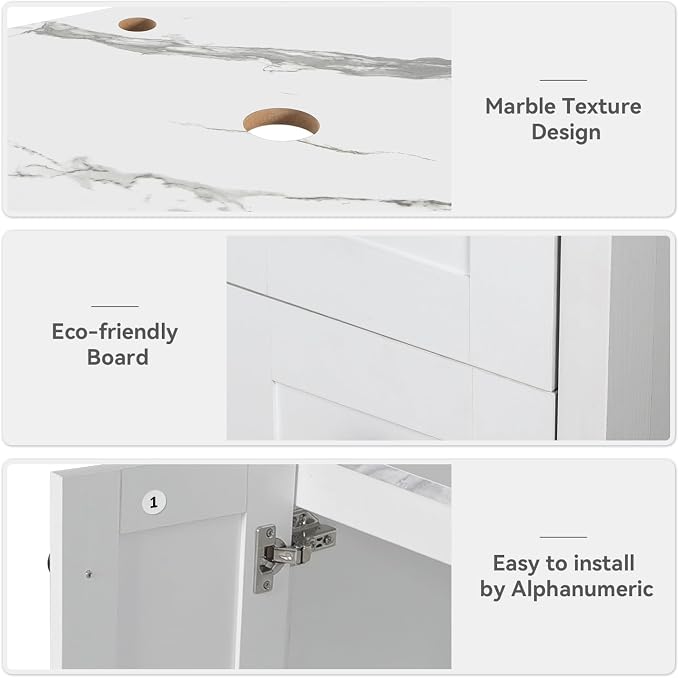 24 Inch White Bathroom Vanity - Image 3