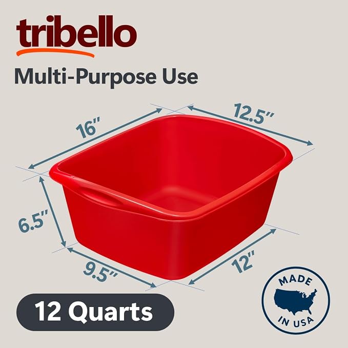 Tribello 2-Pack Dish Pans for Kitchen Sink, Plastic Tub Dishpan Wash Basin and - Image 2