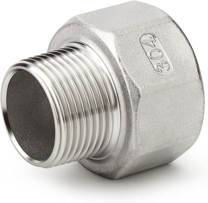 TAISHER 2PCS 304 Stainless Steel Pipe Fitting, 1-1/4" NPT Male x 1-1/2" NPT - Image 3