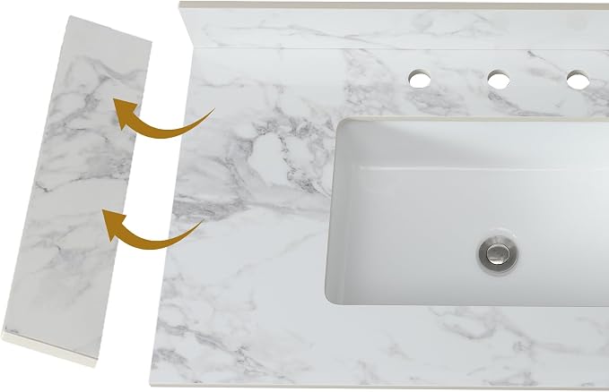 Montary 22"X4" Sintered Stone Sidesplash Artificial Marble Vanity Top Side - Image 3