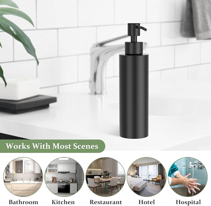 ARKTEK Matte Black Soap Dispenser Stainless Steel 11.8 OZ - Image 6