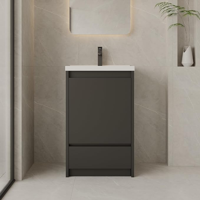 Bathroom Vanity with Sink 20 Inch, Modern Freestanding Bathroom Storage Cabinet by AmpleCharmic