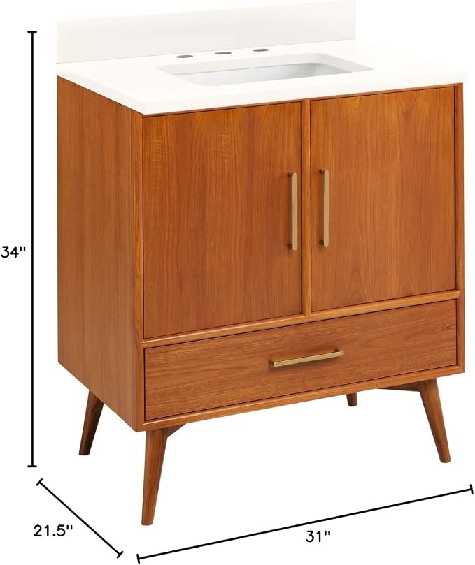 Signature Hardware 953363-30-RUMB-8 Novak 30" Freestanding Teak Single Basin - Image 2