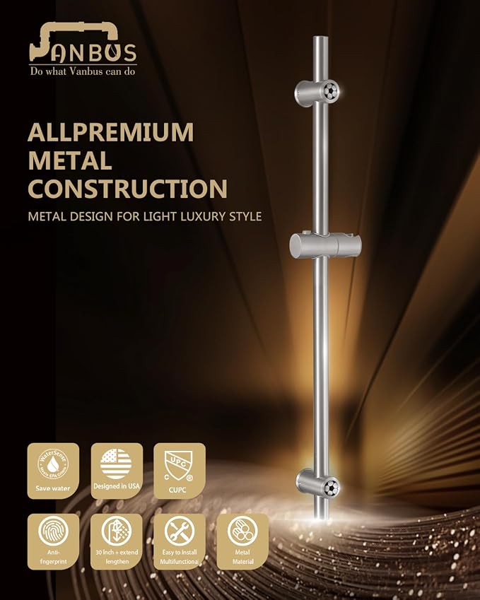 Brushed Nickel Shower Slide Bar 32-Inch - Image 3