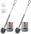 Toilet Bowl Brush and Holder 2 Pack Long Handle Toilet Brush by GUCOLUBU