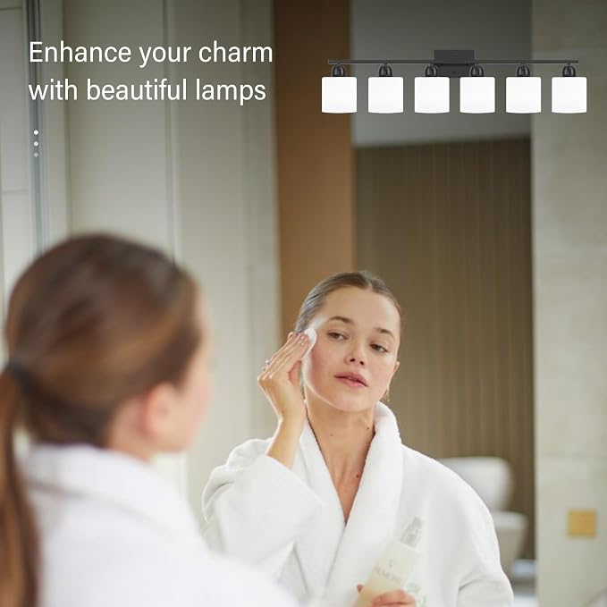 6-Light Black Vanity Lights for Bathroom, Modern Bathroom Vanity Lighting - Image 6