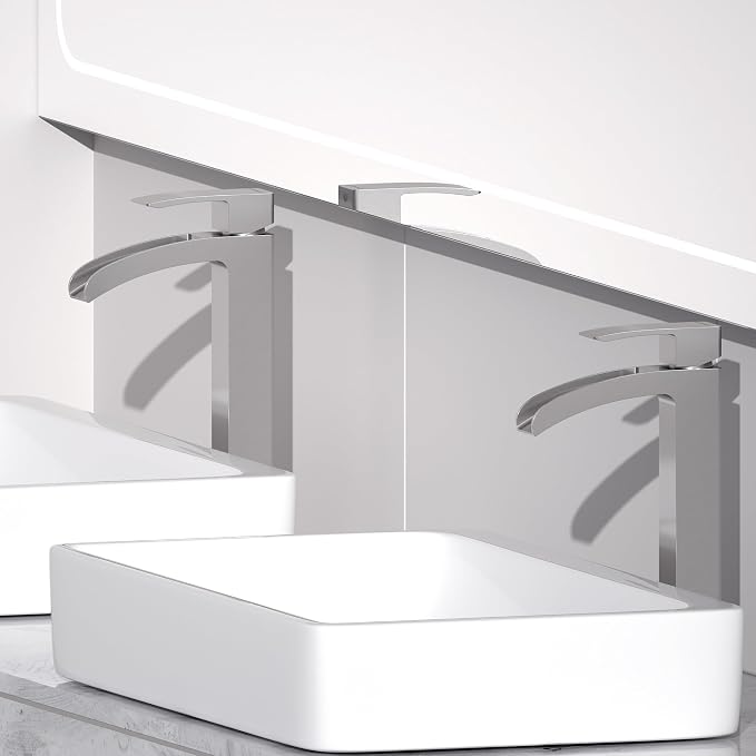 Bathroom Faucet Tall Vessel Waterfall Faucet Brushed Nickel Deck Mount Single - Image 4