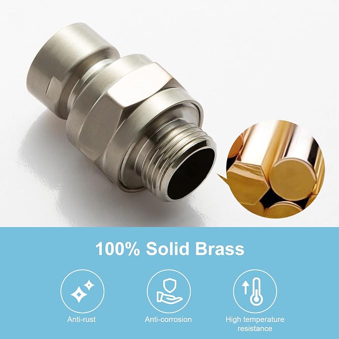 OFFO Shower Head Swivel Ball Adapter, Brushed Nickel All Metal Adjustable - Image 3