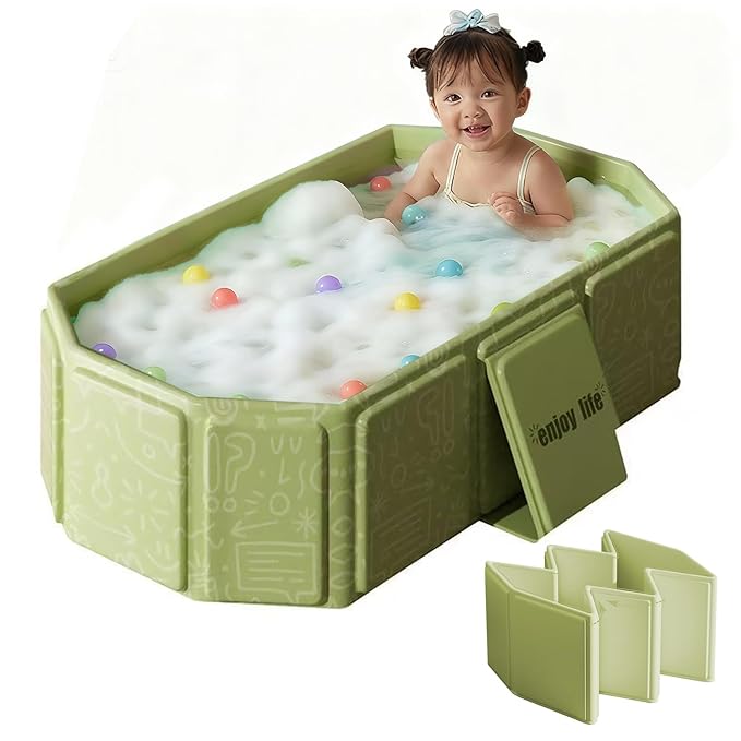 Toddler Bath Tub for Shower, Portable Baby Bathtub, Foldable Kids Bathtub – by Unknown