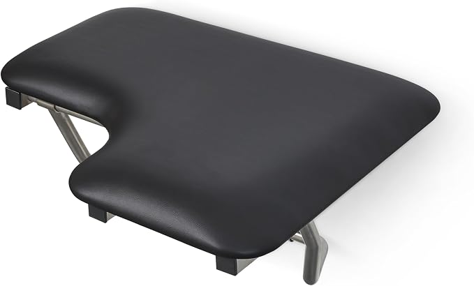 26" x 22.5" Black Padded Cushion Wall Mount Folding Left-Handed Transfer Bench - Image 4