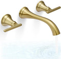 Wall Mount Tub Faucet, High Flow Solid Brass Brushed Gold Bathtub Faucet by HOIGY