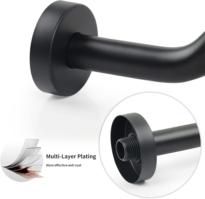 S Shape Shower Arm with Flange, High Rise Shower Head Extension Arm, Stainless - Image 3
