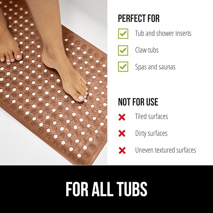 GORILLA GRIP Patented Bath Tub Shower Mat, Machine Washable Bathtub Floor Liner - Image 6