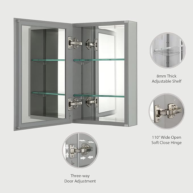 Blossom 15x26 Inch Aluminum Medicine Cabinet - Image 4