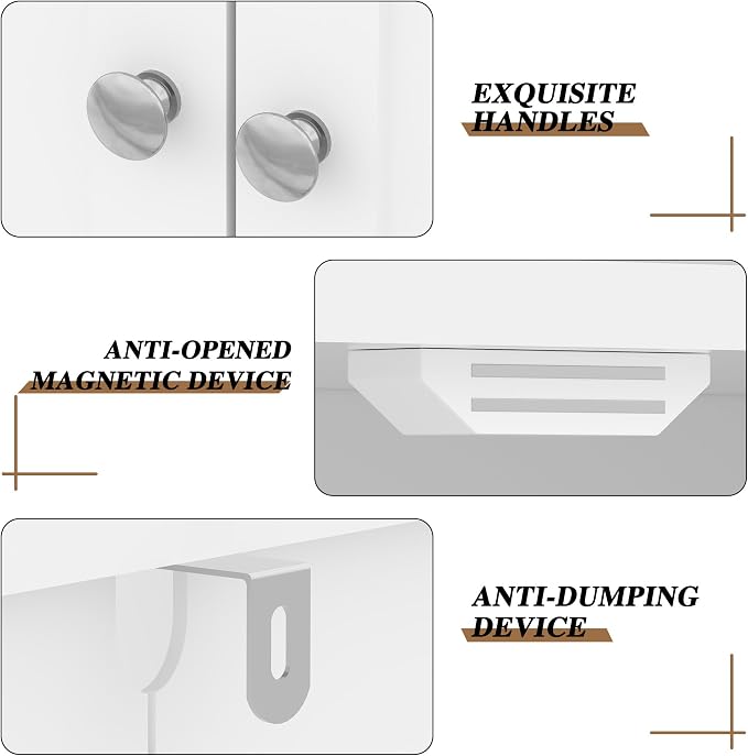 MU 67" Tall Bathroom Storage Cabinets, Modern Linen Cabinet - Image 6