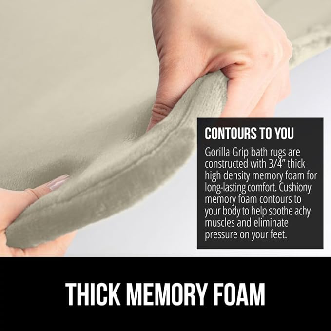 GORILLA GRIP Memory Foam Bath Rugs, Soft Absorbent Velvet Bathroom Mats - Image 4
