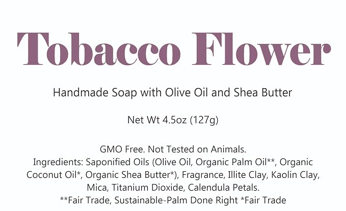 3 Pk Tobacco Flower Organic Soap Bars, Handmade in USA, Natural & Cruelty Free - Image 2