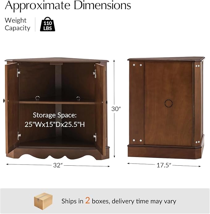 HULALA HOME Traditional Corner Triangle Cabinet, Narrow Storage Organizer - Image 2