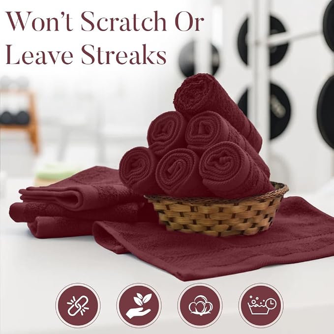 DAN RIVER 12-Pack Premium 100% Cotton Pomegranate Face Towels – Reusable Face - Image 6