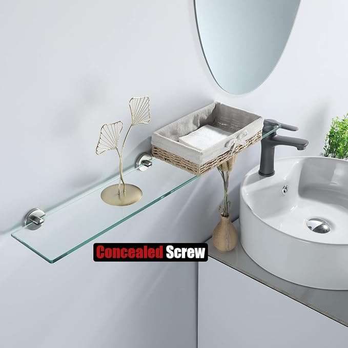 JQK Bathroom Glass Shelf, Tempered Glass Shower Storage 30 by 5 inches - Image 5