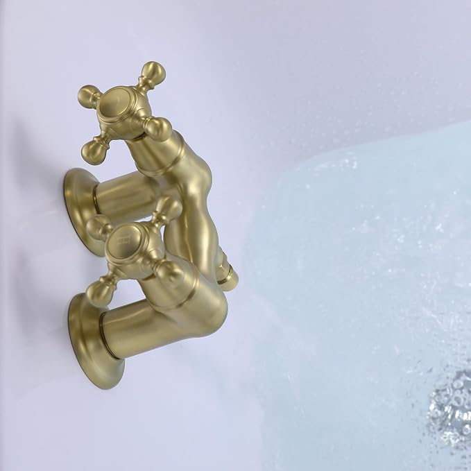 SUMERAIN 3-3/8" Tub Wall Mount Clawfoot Bathtub Faucet Two Cross Handles - Image 6