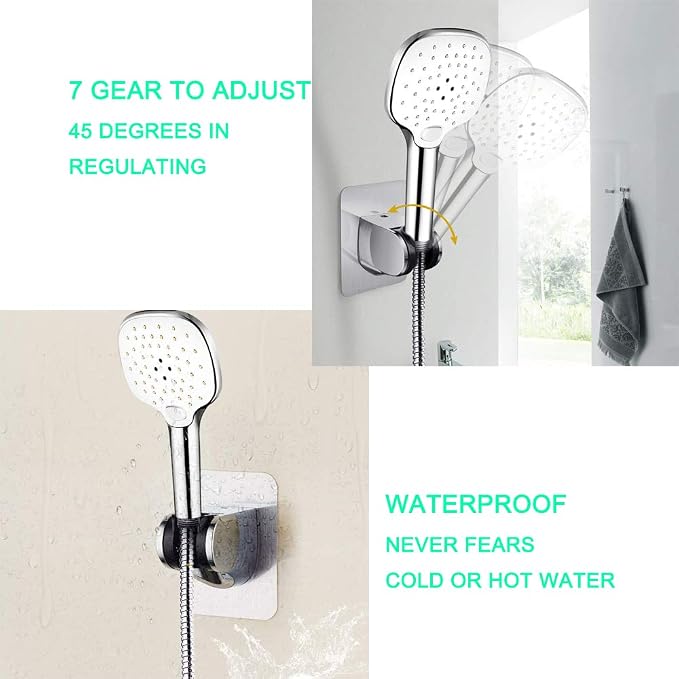 Strong Adhesive and Waterproof Shower Head Holder, Adjustable Handheld Shower - Image 7