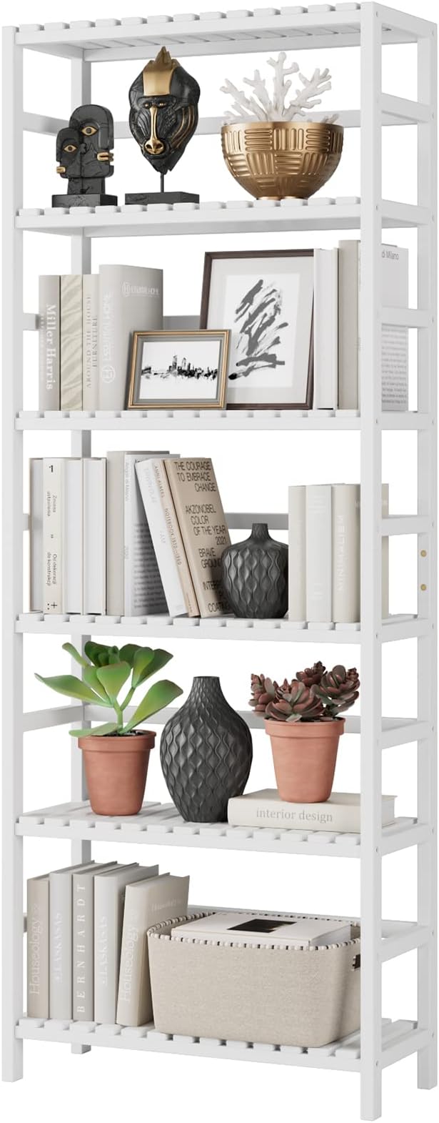 Bamjoy Bamboo Shelf, 6 Tier Bookcase Storage Shelves, Tall Book Rack Shelving by Bamjoy