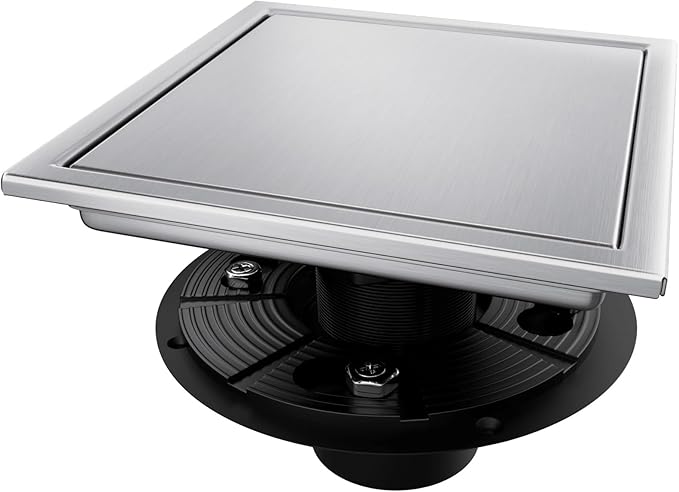 Square Shower Drain, AISI 304 Stainless Steel Shower Floor Drain by Elefloom