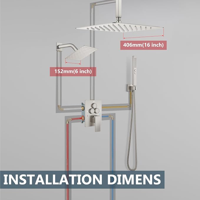 Aolemi Shower Faucet Set Ceiling Mount Shower System Rough-in Valve and Shower - Image 8