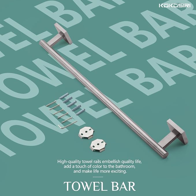KOKOSIRI Bath Towel Holder Bathroom Accessories Towel Bar - Image 8